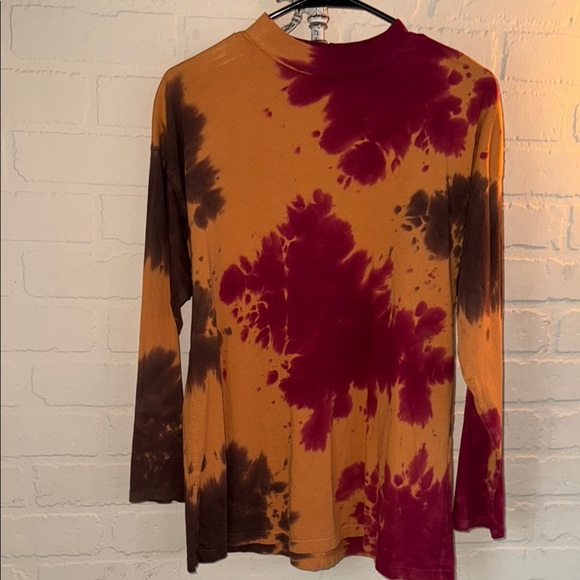 Free People shirt we the free Tie-Dye Long Sleeve Top Red Brown XS - Picture 1 of 2